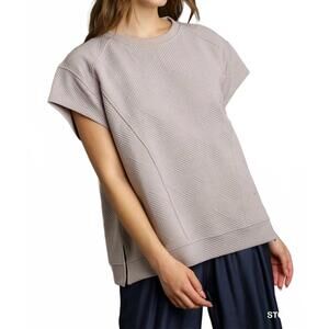 NEW UMGEE criss cross jacquard sweatshirt top in stone